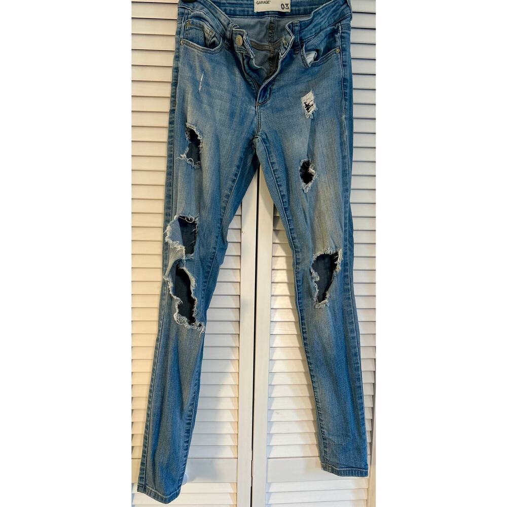 Garage High Waist Jegging Distressed Ripped Skinny Jeans - Size 3